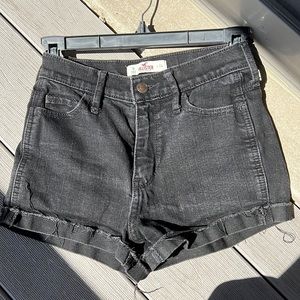 Distressed High Waisted Black Jean Shorts